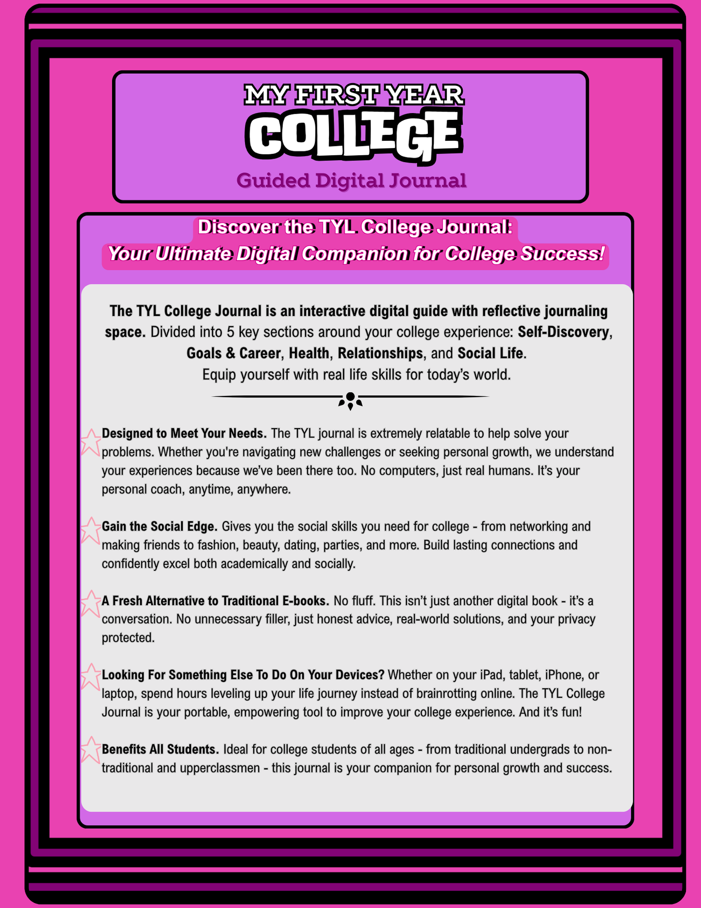 “My First Year: College”, Guided Digital Journal